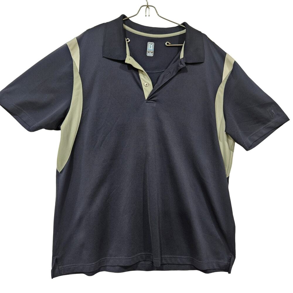 PGA Tour Blue Grey Sweat Wicking Golf Polo 100% Polyester Sports Shirt XXLarge